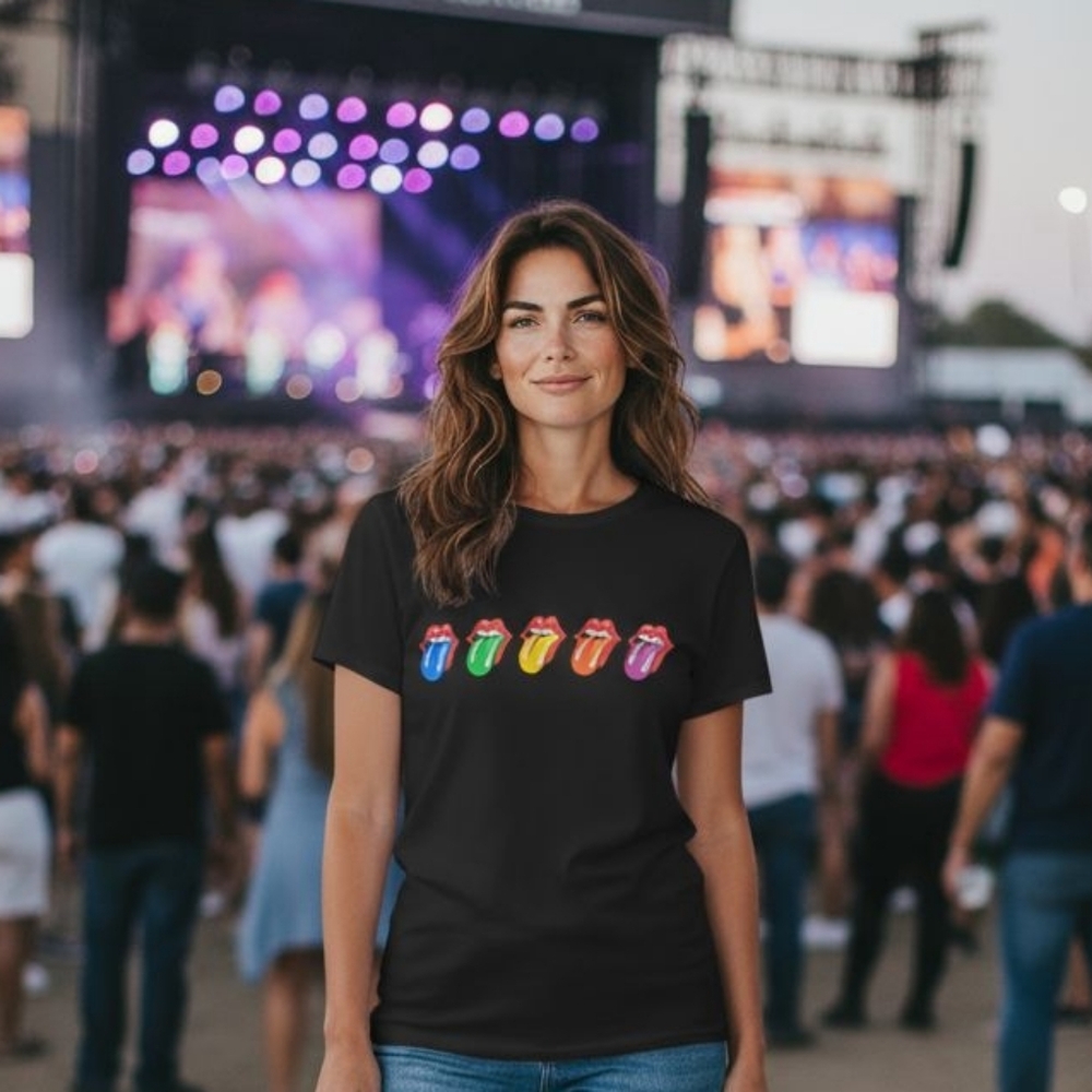 Rolling Stones Colorful Tongue Graphic Print T-shirt Women's
